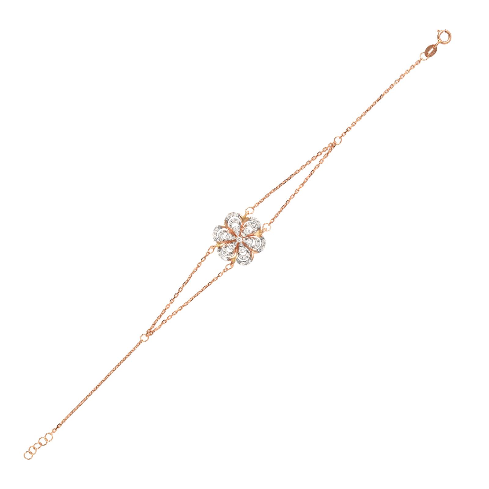 Exquisite Heart Design Bracelet in 18K Rose Gold with Natural Diamonds - Image 5