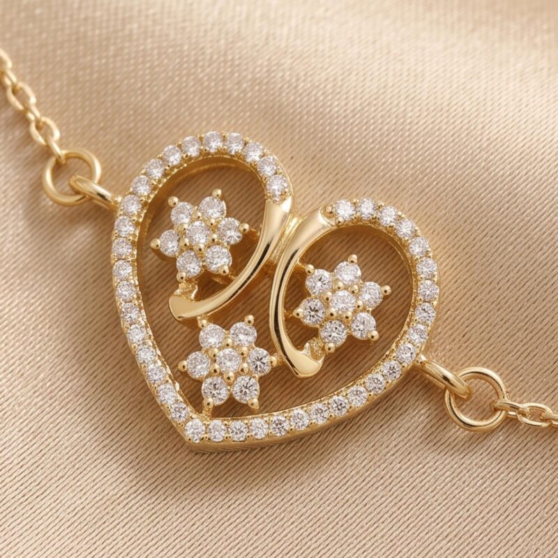 Alternative view of Timeless Love Design 18K Yellow Gold Heart Diamond Bracelet