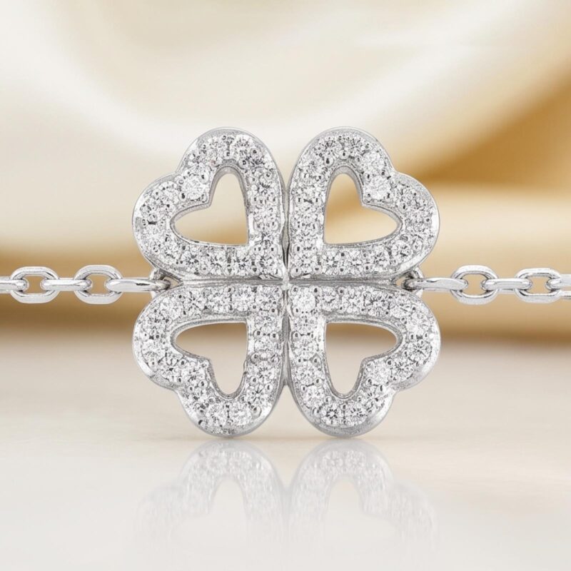 Alternative view of Stunning 18K White Gold Heart Bracelet with Authentic Natural Diamonds