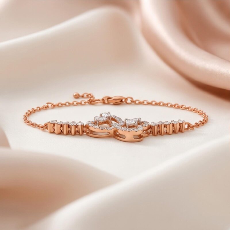 Alternative view of Shop Premium 18K Rose Gold Diamond Bracelets Crafted with Natural Diamonds at Bafleh Jewellery