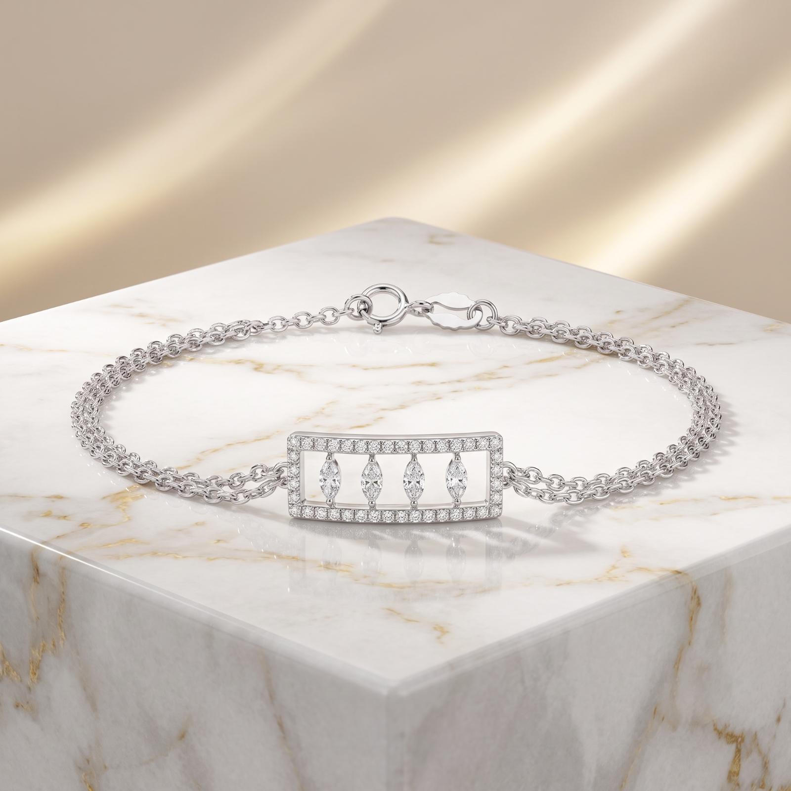 Elegant 18K White Gold Round Cut Natural Diamond Bracelet Daily Wear Luxury | IDT Certified by Bafleh Jewellery