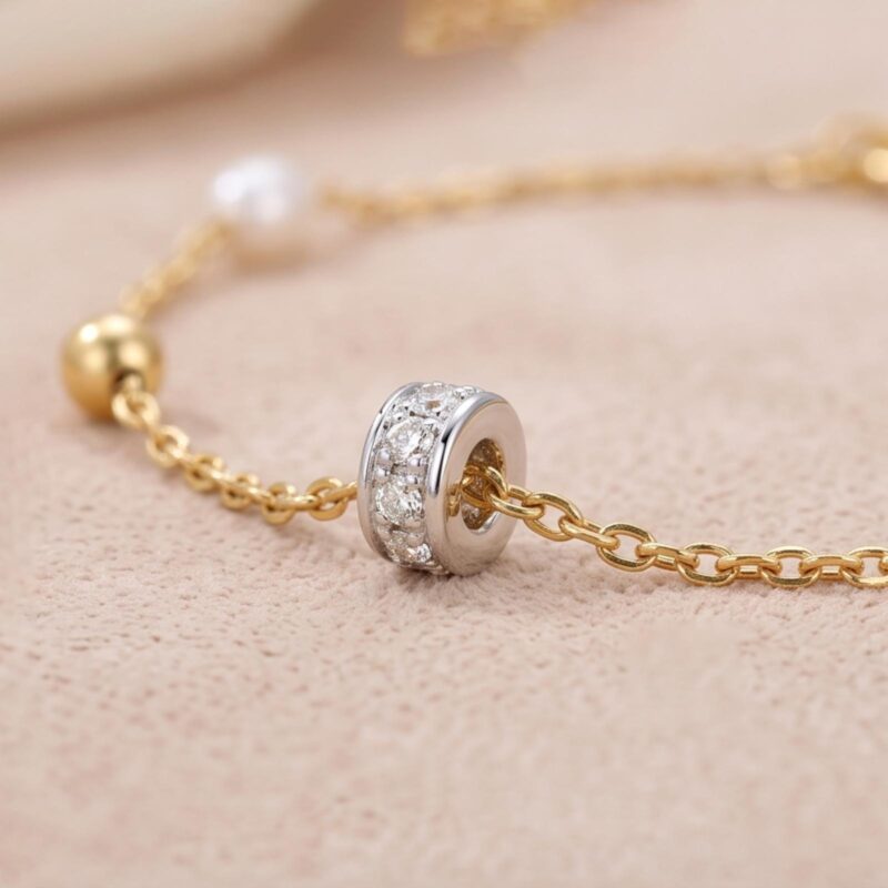 Alternative view of Premium 18K Yellow Gold Diamond Bracelet with IDT Certification  Beautiful Modern Design by Bafleh Jewellery