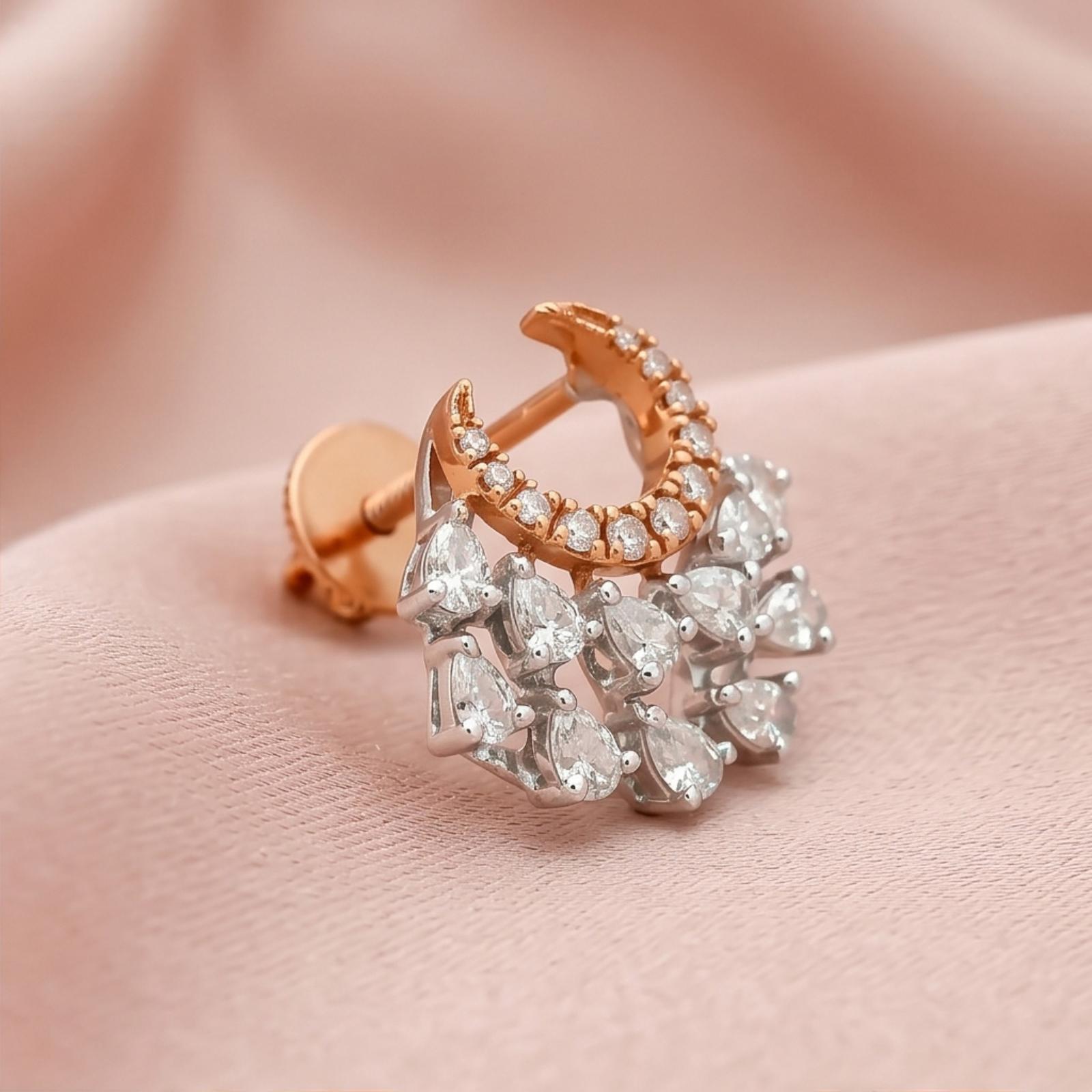 Beautifully Crafted 18K Rose Gold Stud Earrings with Natural Diamonds |Exclusive at Bafleh Jewellery - Image 3