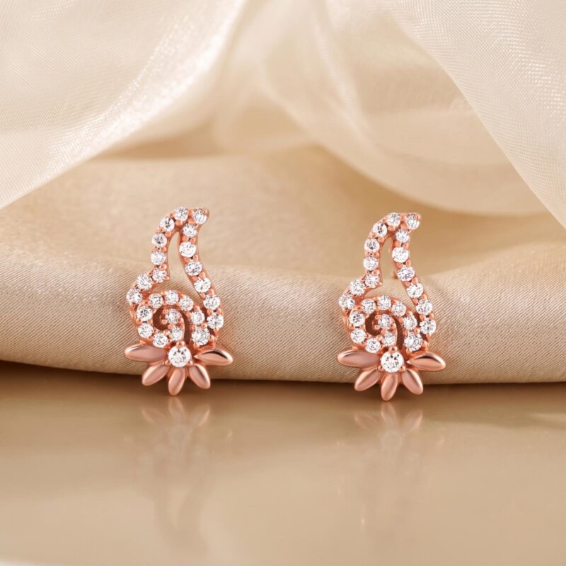 Discover Timeless Beauty with 18K Rose Gold Diamond Stud Earrings