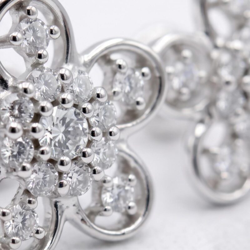 Alternative view of Bafleh Jewellery Diamond Flower Stud Earrings in 18K White Gold