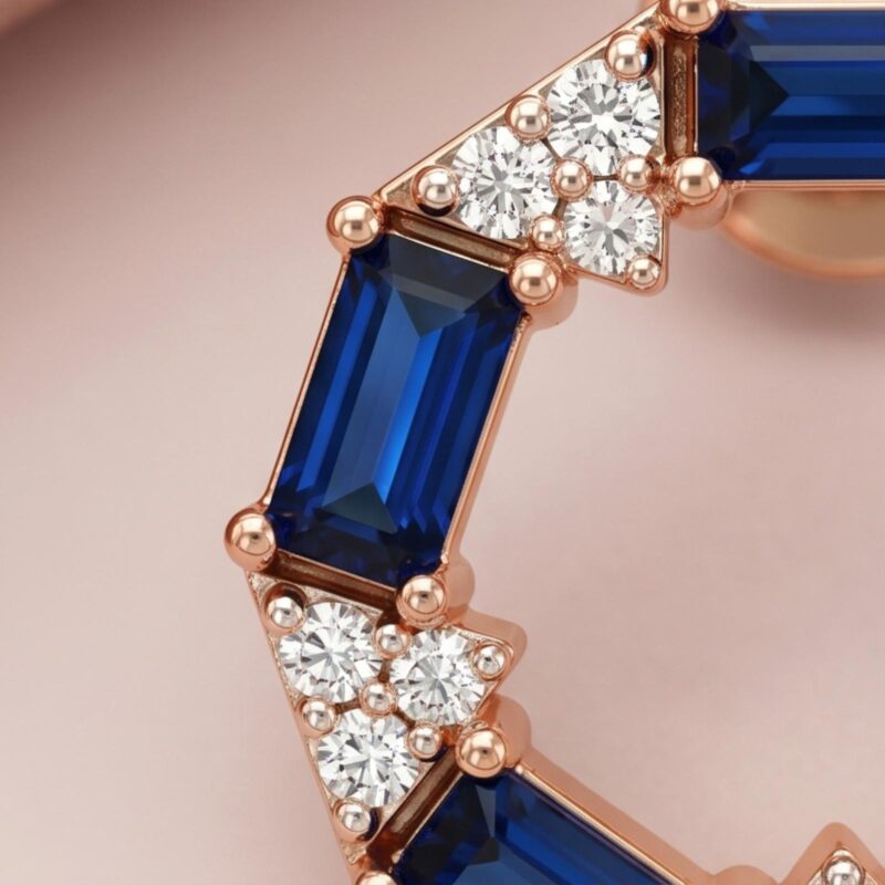 Alternative view of Luxury Crafted 18K Rose Gold Sapphire Earrings with Brilliant Natural Diamond Detailing | Exclusive at Bafleh Jewellery