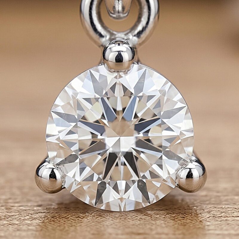 Alternative view of Certified Natural Diamond Solitaire Look Pendant in 18K White Gold by Bafleh Jewellery