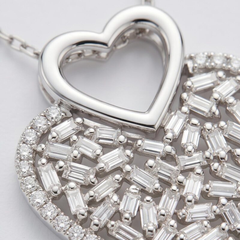 Alternative view of Luxury Big Heart Design Diamond Pendant in 18K White Gold by Bafleh Jewellery