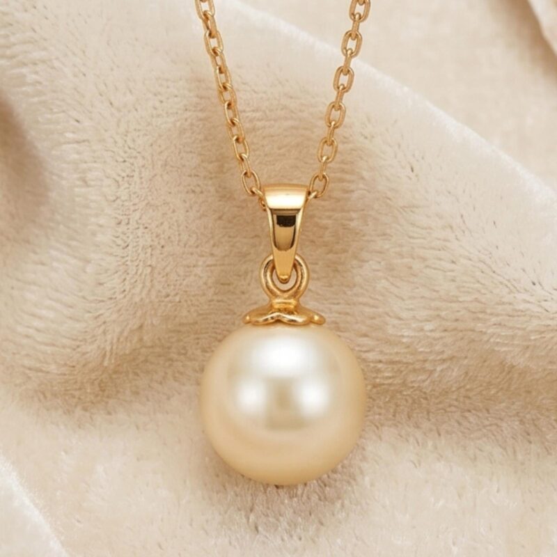 Minimalist 18K Yellow Gold Pearl Pendant Collection by Bafleh Jewellery