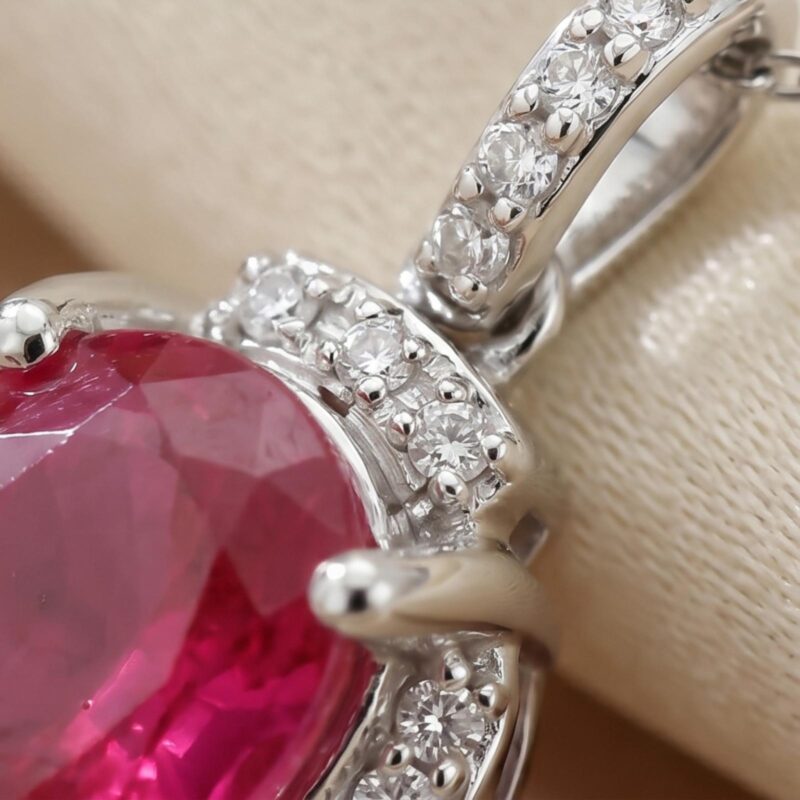 Alternative view of Timeless 18K White Gold Ruby Necklace with Authentic Natural Diamonds A Statement of Elegance and Fine Craftsmanship from Bafleh Jewellery