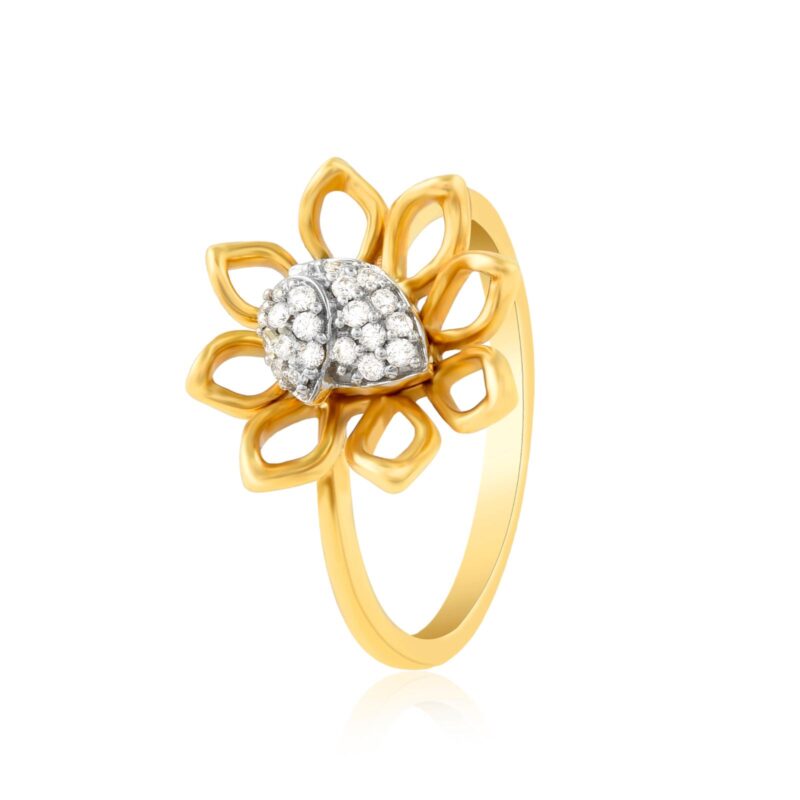 Celebrate Elegance with 18K Yellow Gold Flower Shape Diamond Ring