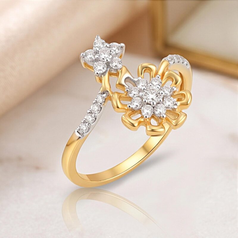 Alternative view of Radiant 18K Yellow Gold Diamond Ring with Natural Diamonds by Bafleh Jewellery