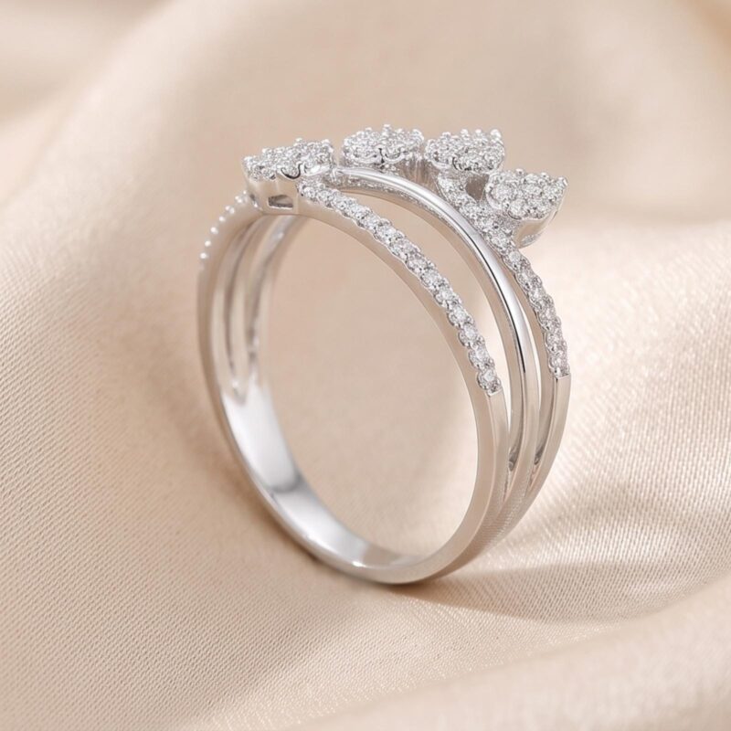 Discover Luxury with an Exquisite 18K White Gold Natural Diamond Ring by Bafleh Jewellery