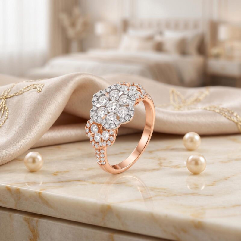 Luxury Meets Perfection Explore the Exclusive 18K Rose Gold Natural Diamond Ring Collection and Find Your Perfect Sparkle at Bafleh Jewellery