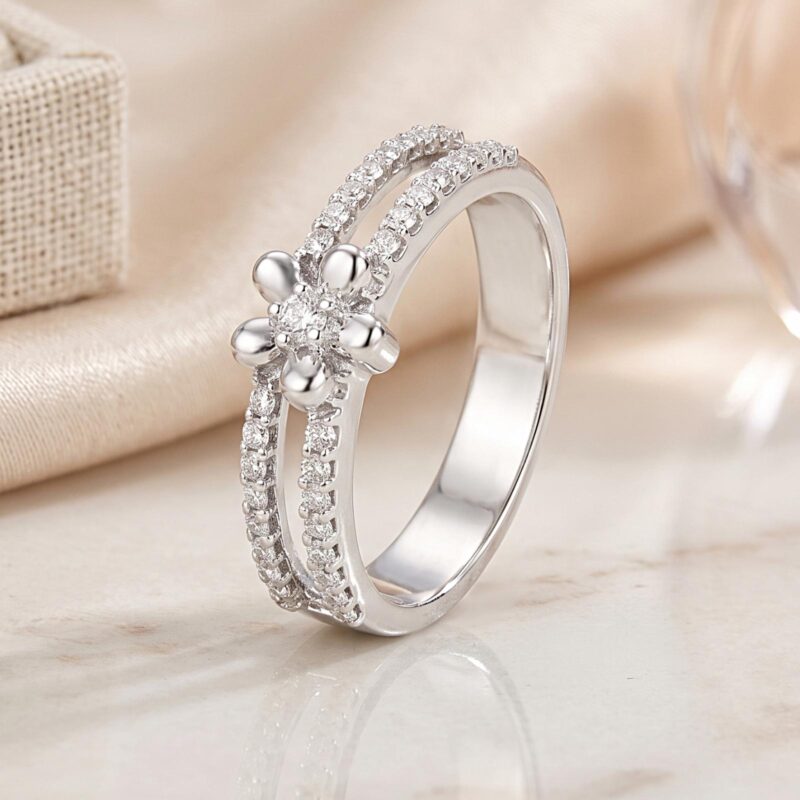 Radiant 18K White Gold Natural Diamond Ring Crafted for Timeless Beauty