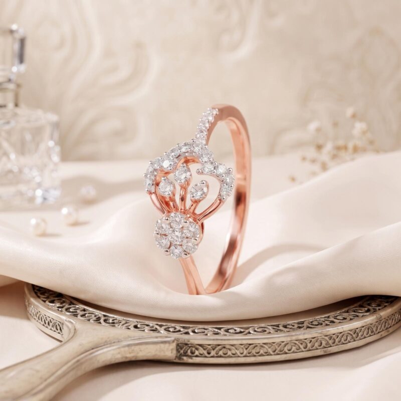 Experience Luxury with 18K Rose Gold Natural Diamond Ring from Bafleh Jewellery