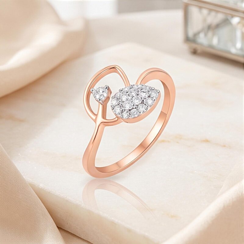 Classic 18K Rose Gold Natural Diamond Ring by Bafleh Jewellery ? Designed for Eternal Shine