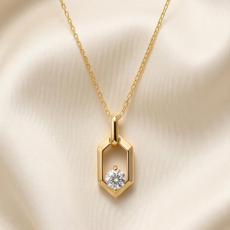 Bafleh 18K Yellow Gold Hexagon Lab-Grown Diamond Necklace