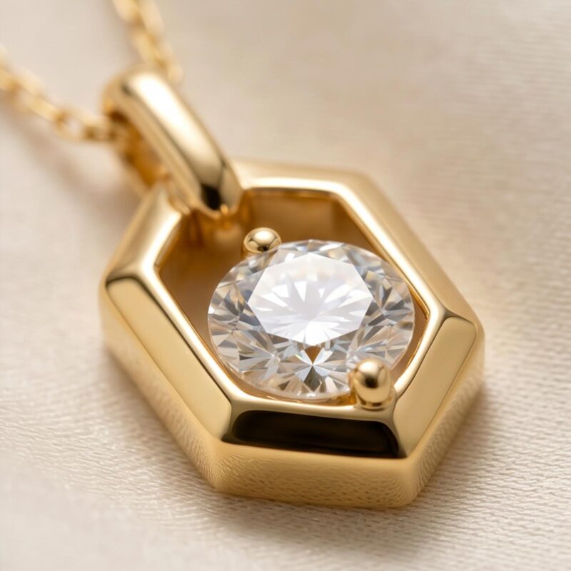 Alternative view of Bafleh 18K Yellow Gold Hexagon Lab-Grown Diamond Necklace