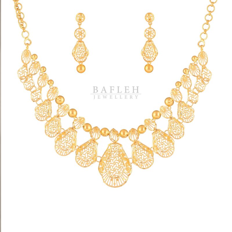 Exquisite 22K Gold Necklace Set | Premium Heritage Jewellery Collection by Bafleh Jewellery