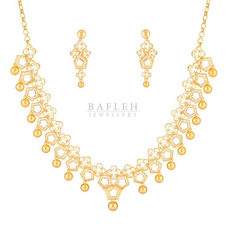 Luxury 22K Gold Necklace Set Designed for Grand Celebrations by Bafleh Jewellery