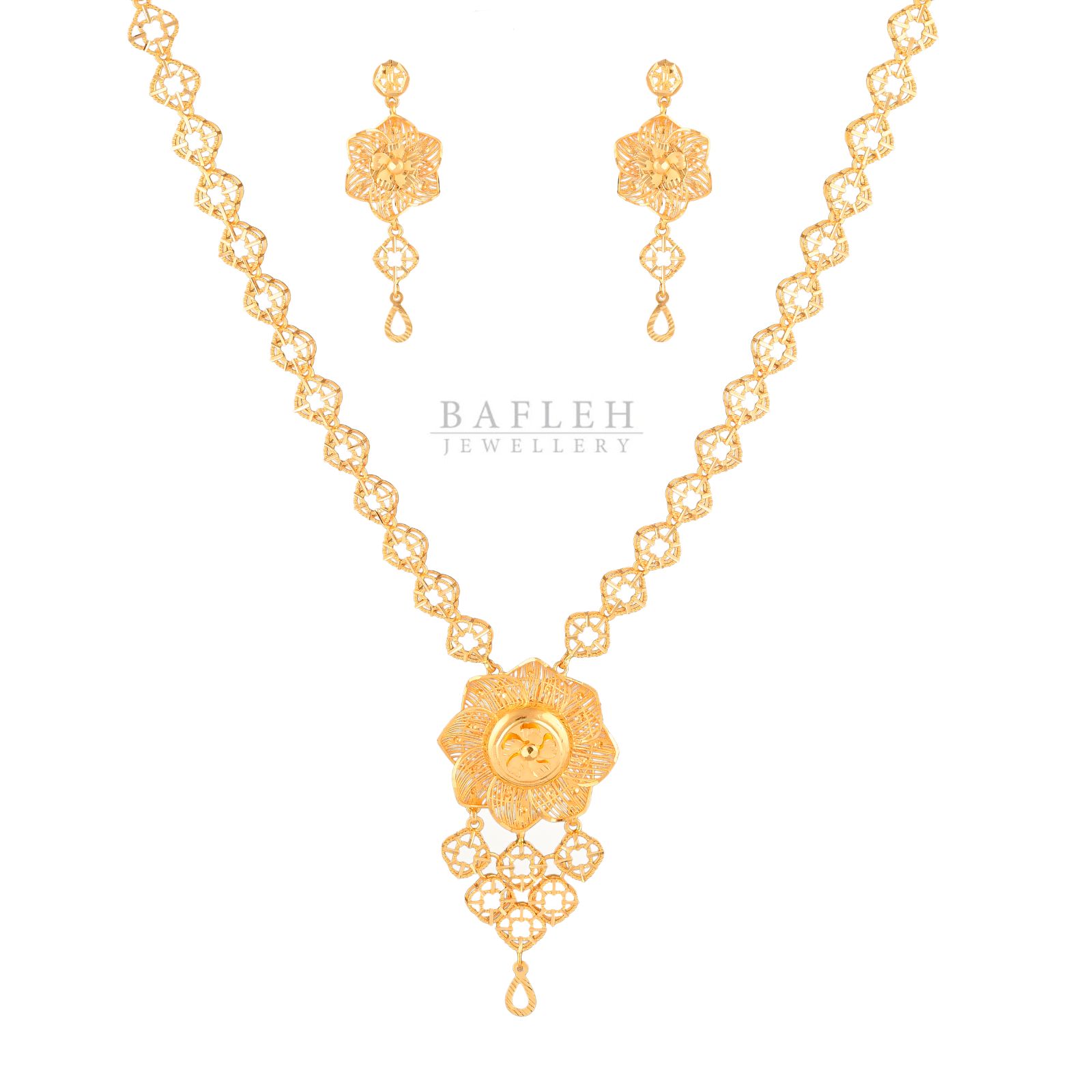 Royal Heritage 22K Gold Necklace Set Crafted for Timeless Beauty | Bafleh Jewellery