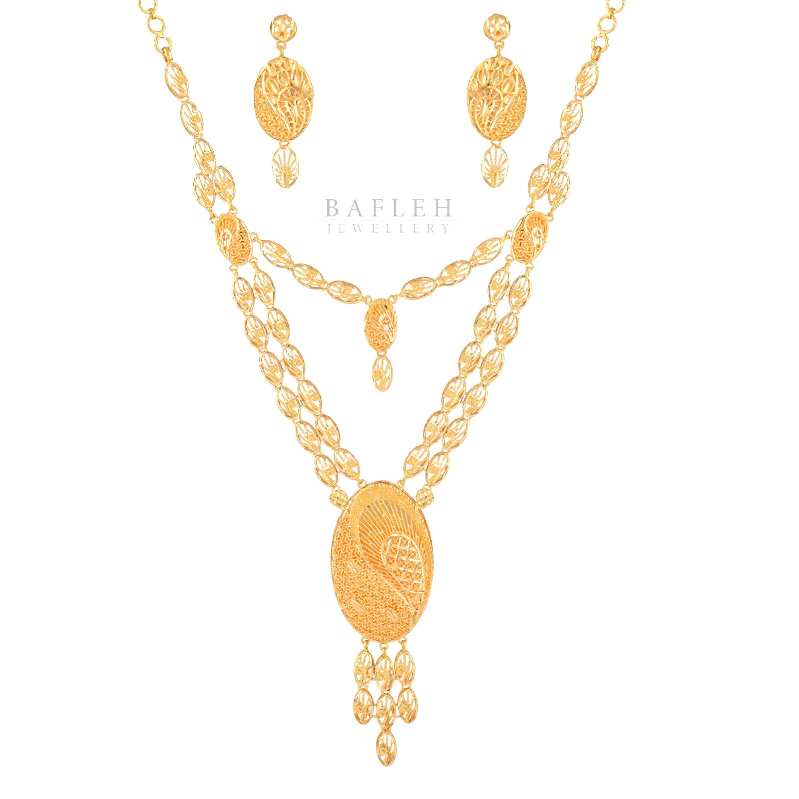 Designer 22K Gold Necklace Set for Women ? Handcrafted Elegance by Bafleh Jewellery