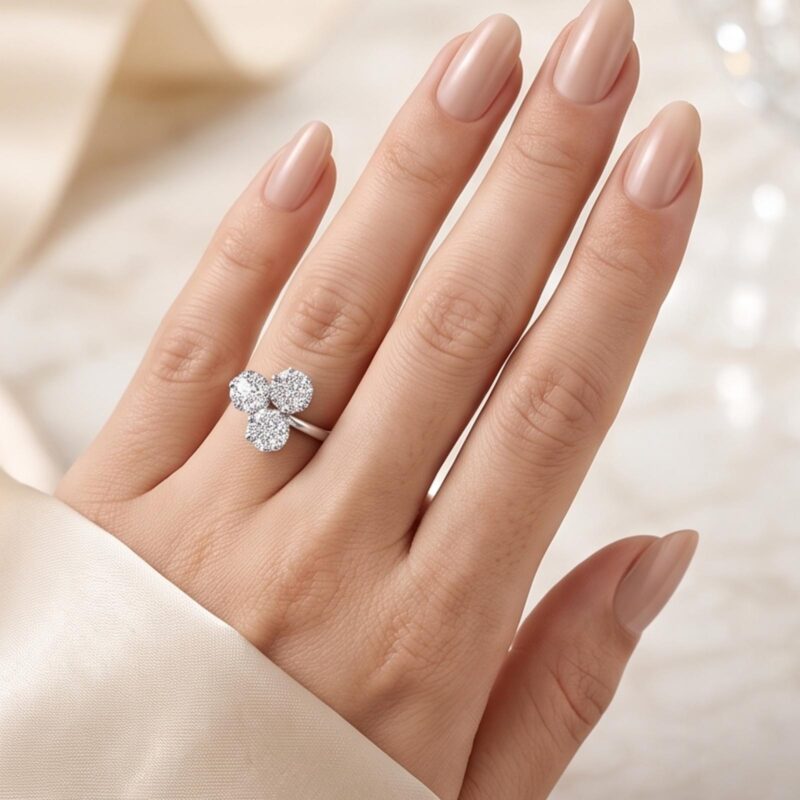 Radiate Elegance with a Premium 18K White Gold Diamond Ring Featuring Natural Diamonds Perfect for Every Occasion at Bafleh Jewellery