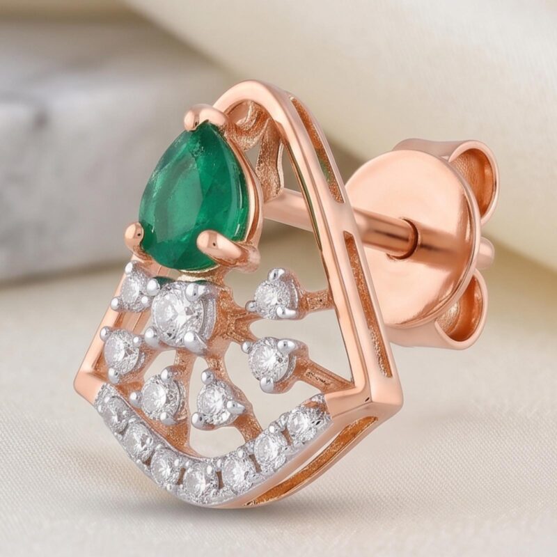 Alternative view of Luxury Natural Emerald and Natural Diamond Earrings Jewellery in 18K Gold Timeless Elegance and Sophisticated Craftsmanship by Bafleh Jewellery