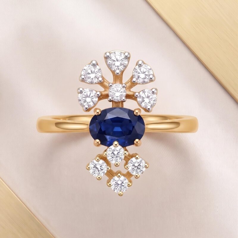 Alternative view of Sapphire Radiance A Timeless 18K Gold Diamond Ring by Bafleh Jewellery