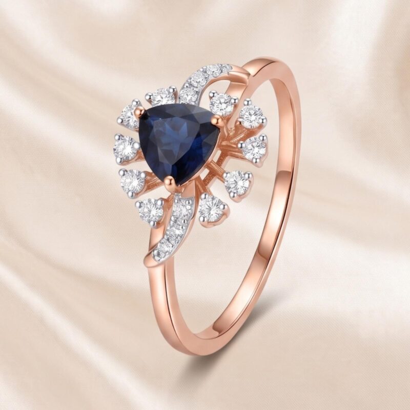 Luxury Natural Sapphire Diamond Ring in 18K Gold