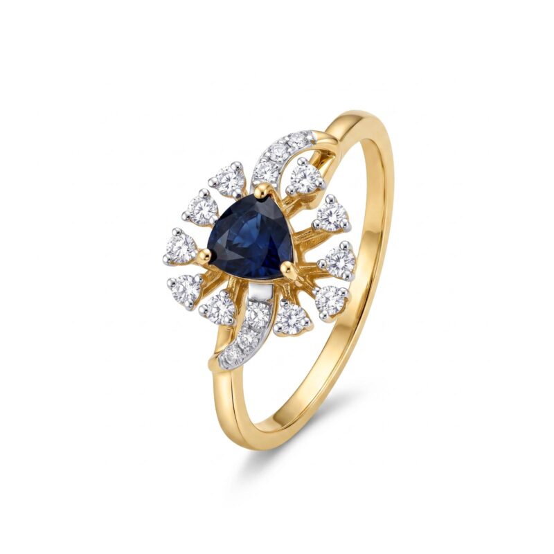 Natural Sapphire & Natural Diamond Luxury Ring 18K Gold
