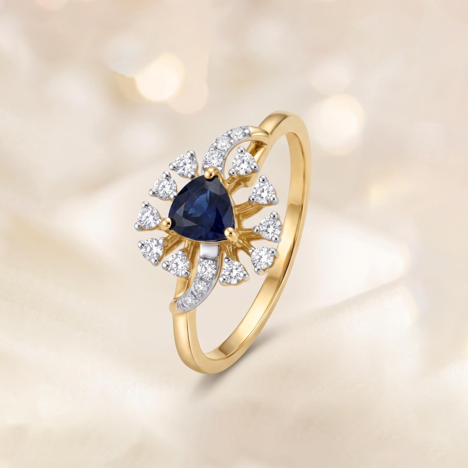 Natural Sapphire & Natural Diamond Luxury Ring 18K Gold - Image 5