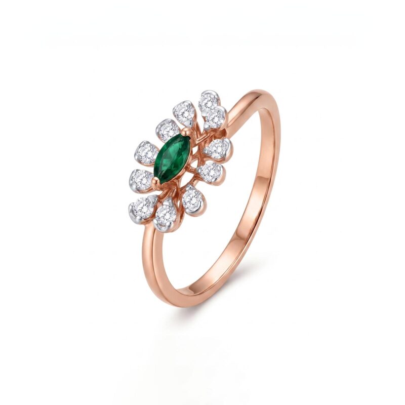 Premium Natural Emerald Diamond Ring in 18K Gold