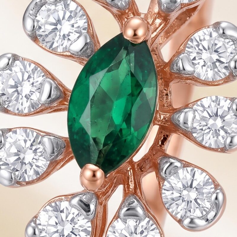 Alternative view of Premium Natural Emerald Diamond Ring in 18K Gold