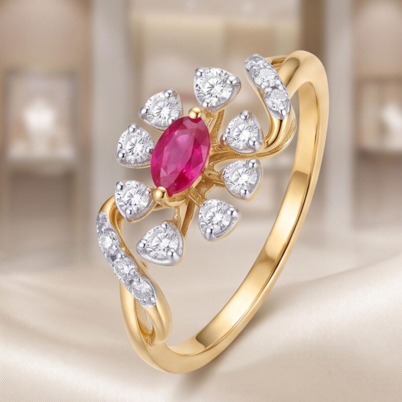 Ruby Royale Natural Diamond Ring in 18K Gold