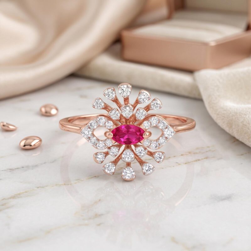 Premium Natural Ruby Diamond Ring Crafted in 18K Gold