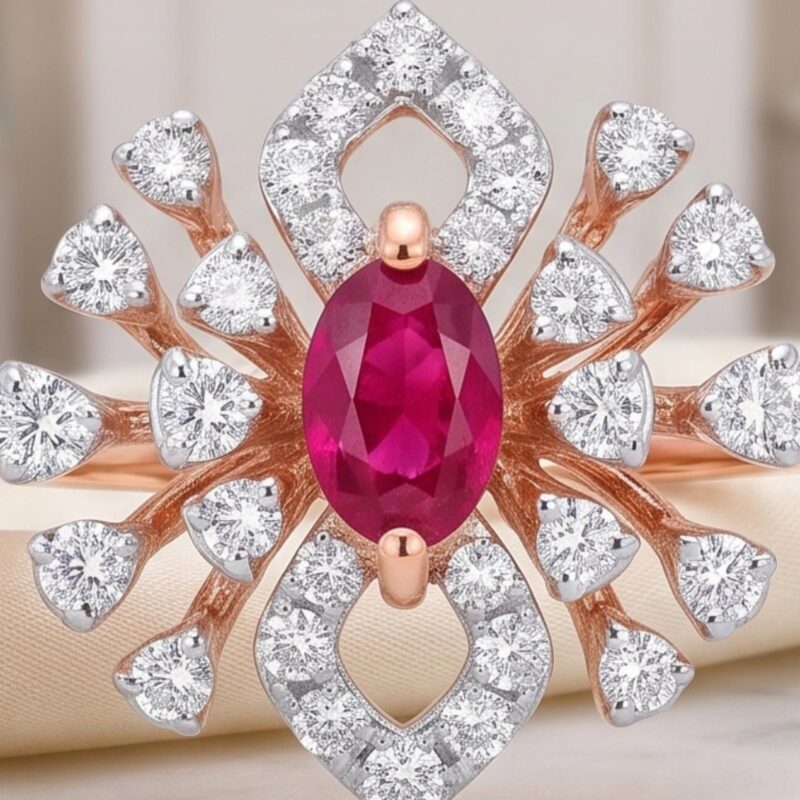 Alternative view of Premium Natural Ruby Diamond Ring Crafted in 18K Gold