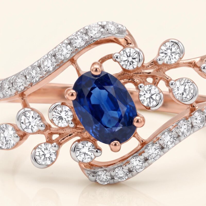 Alternative view of Timeless Natural Sapphire & Diamond Ring in 18K Gold