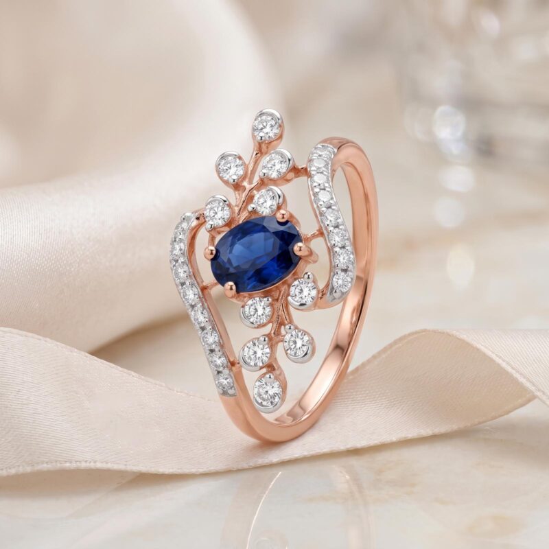 Timeless Natural Sapphire & Diamond Ring in 18K Gold