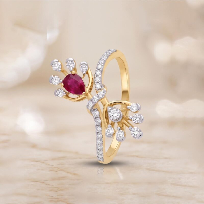 One Ring, Three Gold Expressions Ruby Diamond Elegance by Bafleh Jewellery