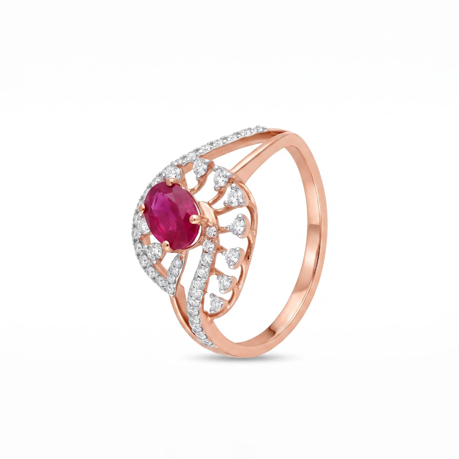 Natural Ruby and Diamond Luxury Ring in 18K Gold - Image 5