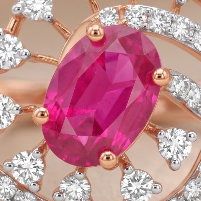 Alternative view of Natural Ruby and Diamond Luxury Ring in 18K Gold