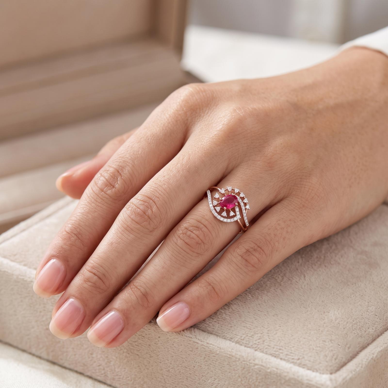Natural Ruby and Diamond Luxury Ring in 18K Gold - Image 3