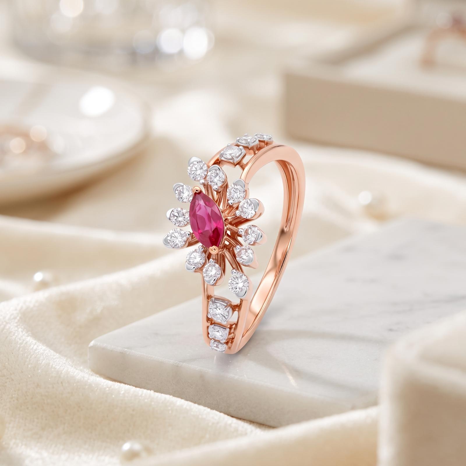 Classic Natural Ruby Diamond Ring with 18K Gold - Image 4