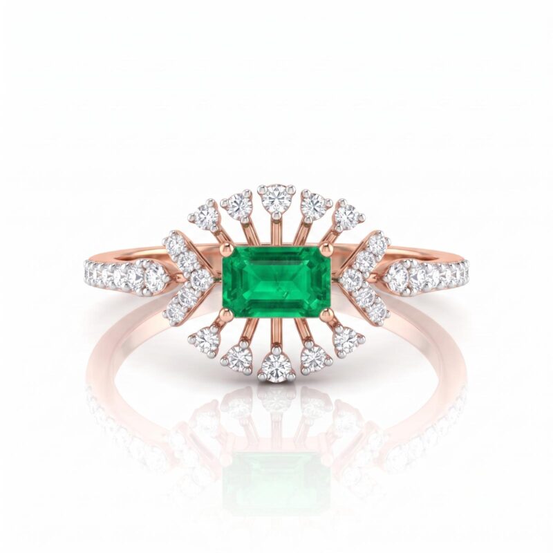 Alternative view of Elegant Emerald Radiance | Handcrafted 18K  Gold Diamond Ring