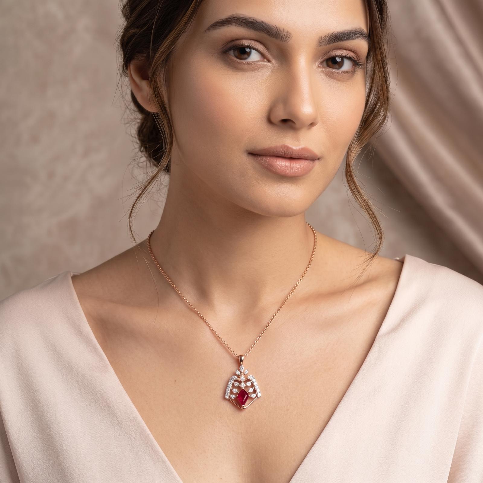 Exquisite Natural Ruby & Diamond Necklace Crafted in 18K Gold - Image 4