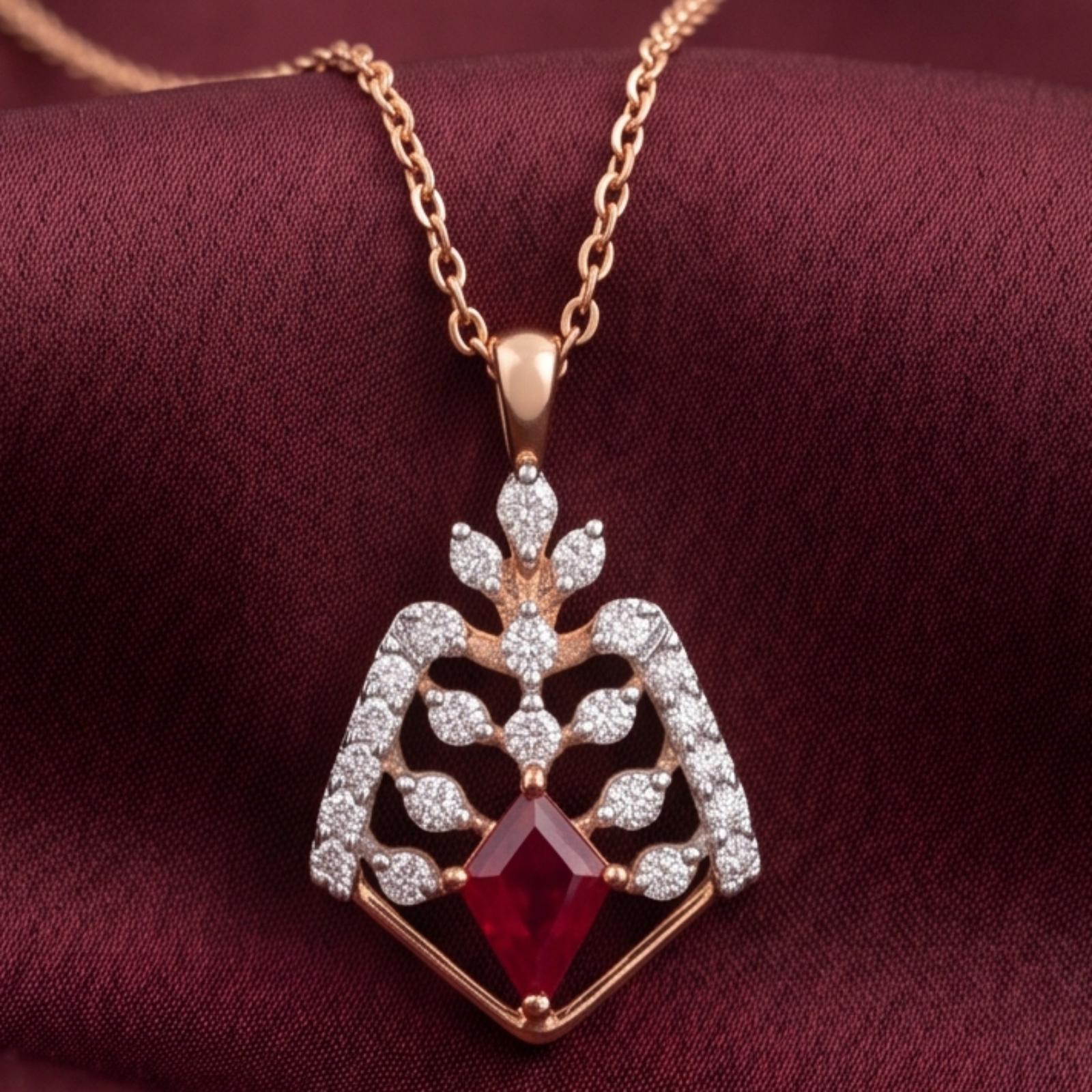 Exquisite Natural Ruby & Diamond Necklace Crafted in 18K Gold - Image 5
