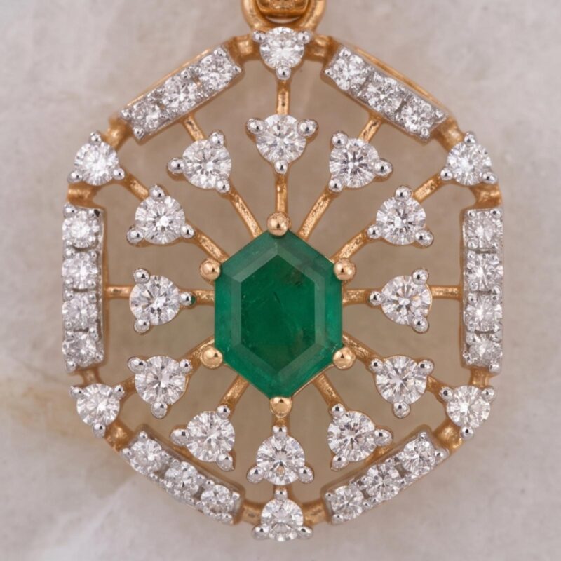Alternative view of Timeless Natural Emerald & Diamond Elegance in 18K Gold