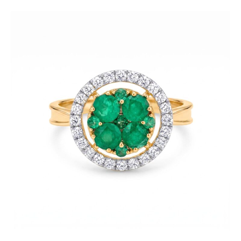 Signature Natural Emerald & Diamond Ring in 18K Gold